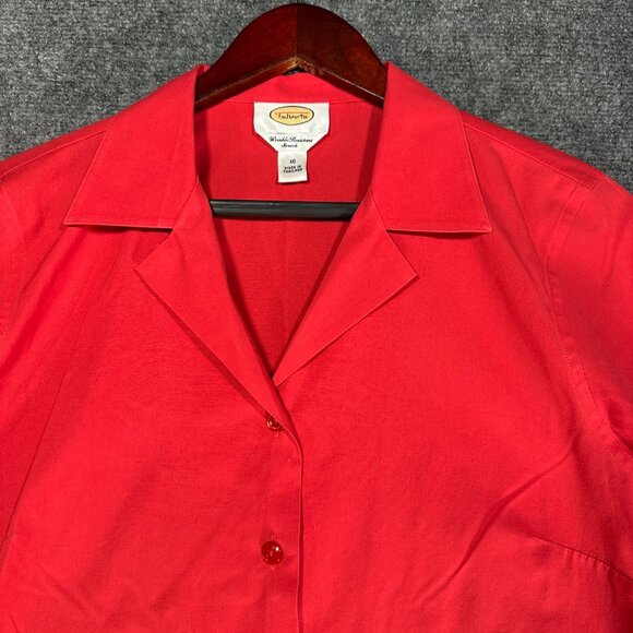Talbots Shirt Womens 10 Red Cotton Stretch Button Up Blouse Wrinkle Resistant - Picture 4 of 8